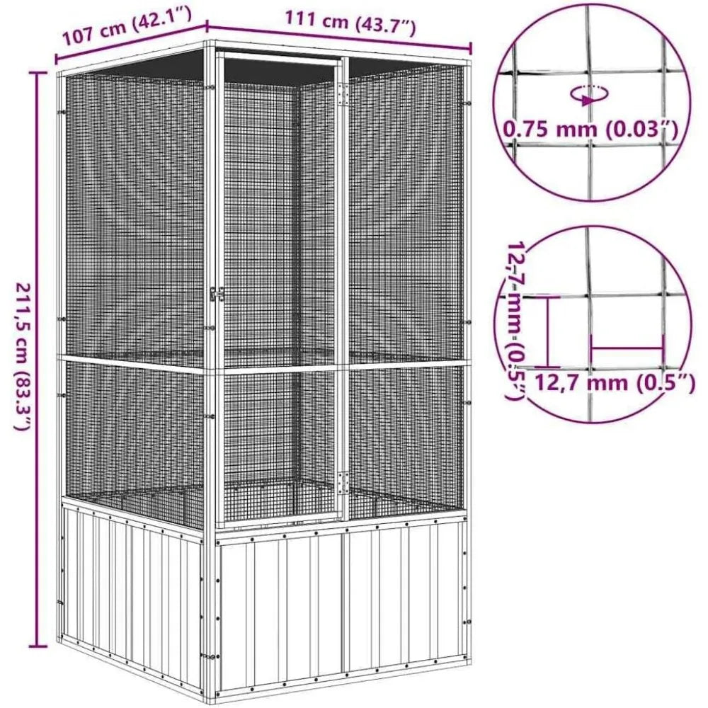Secure Ventilated Bird Aviary Galvanized Steel Cage