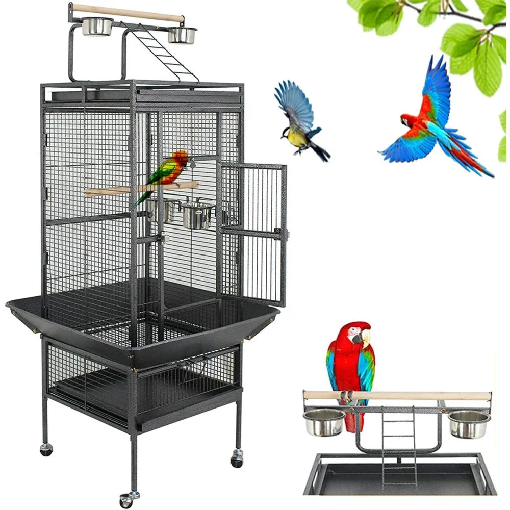 PEISI Large Bird Cage With Stand Perch For Parrots Indoor