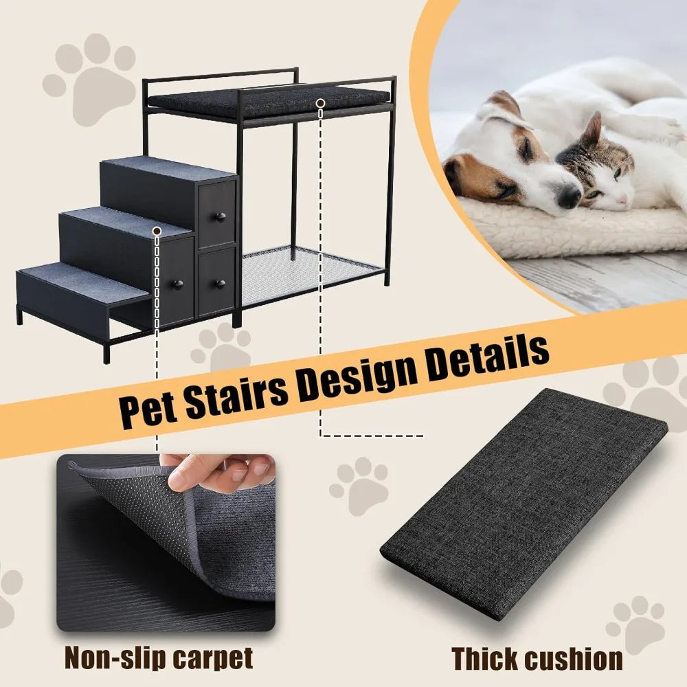Pet Bunk Bed With Stairs And Storage Window Perch Foam