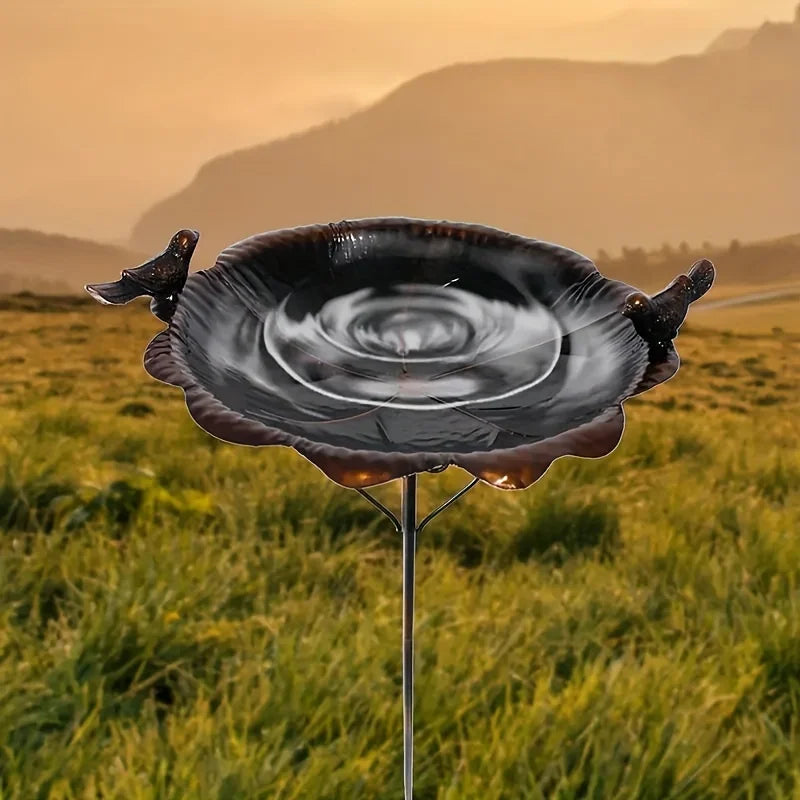 Metal Leaf Bird Feeder Stake Waterproof Outdoor Garden