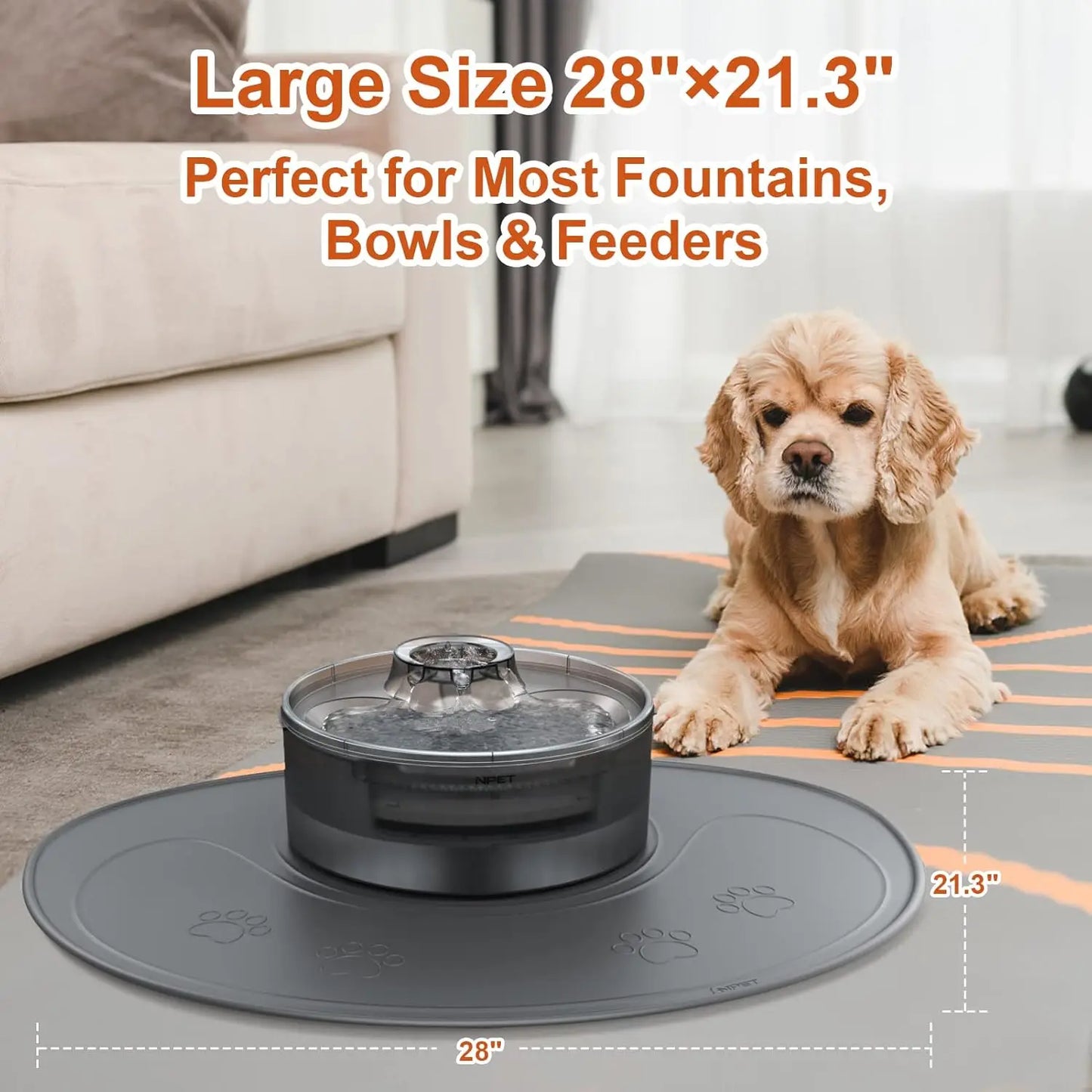 NPET Waterproof Silicone Dog Food Mat for DF10 Dog Fountain
