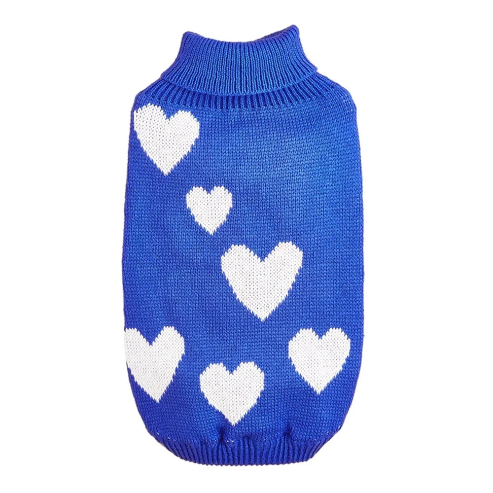 Warm Heart Pattern Pet Sweater Knitwear For Cats And Dogs