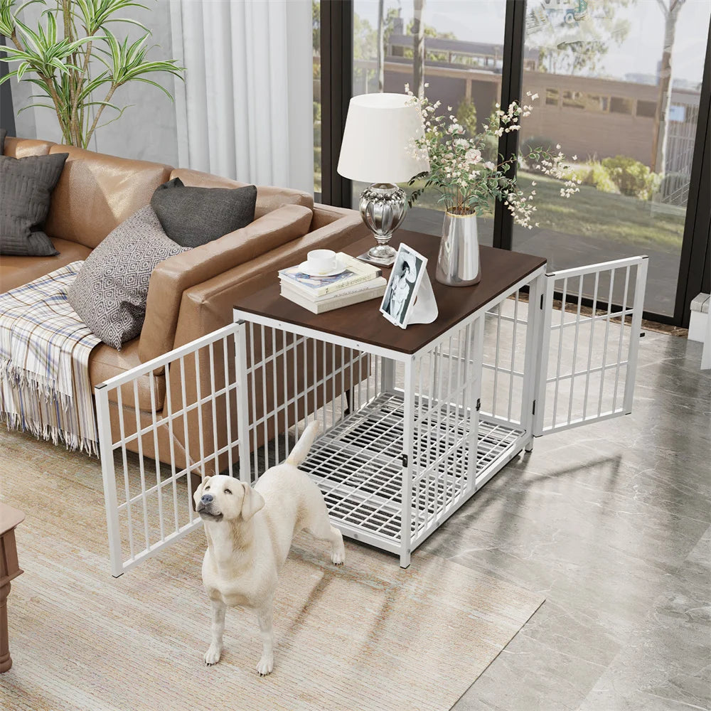 Borwarth Large Wooden Dog Crate Indoor Furniture Style Kennel