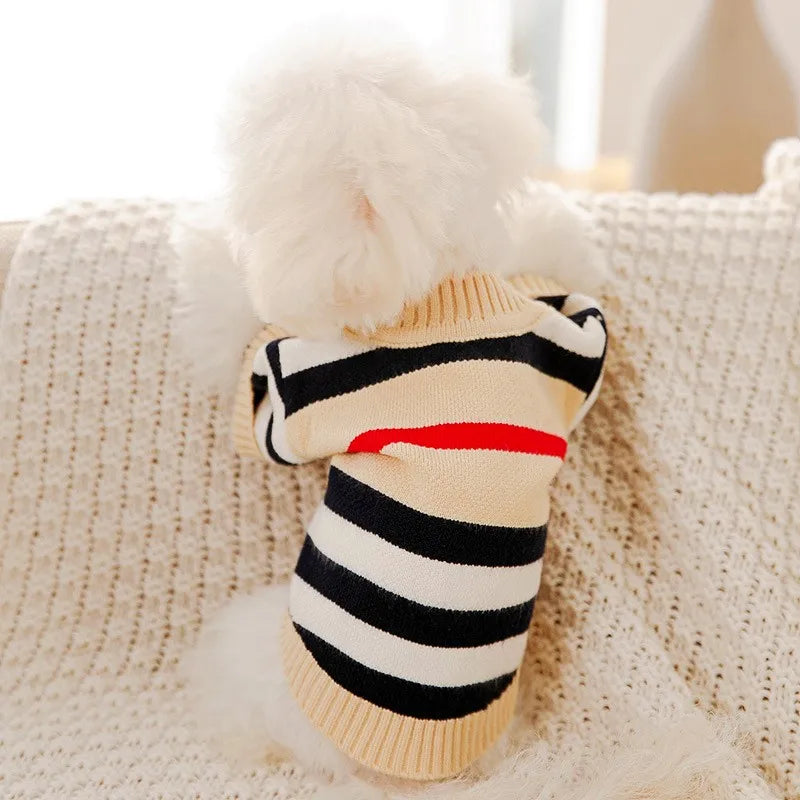 Doggyzstyle Winter Striped Knitted Dog Cardigan For Small Pets