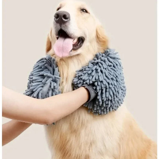 Guangdong Microfiber Chenille Double Sided Pet Grooming Glove Mitt
