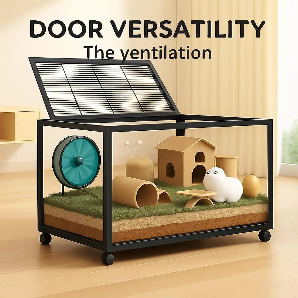 Chew Proof Hamster Cage With 360 Degree View And Wheels