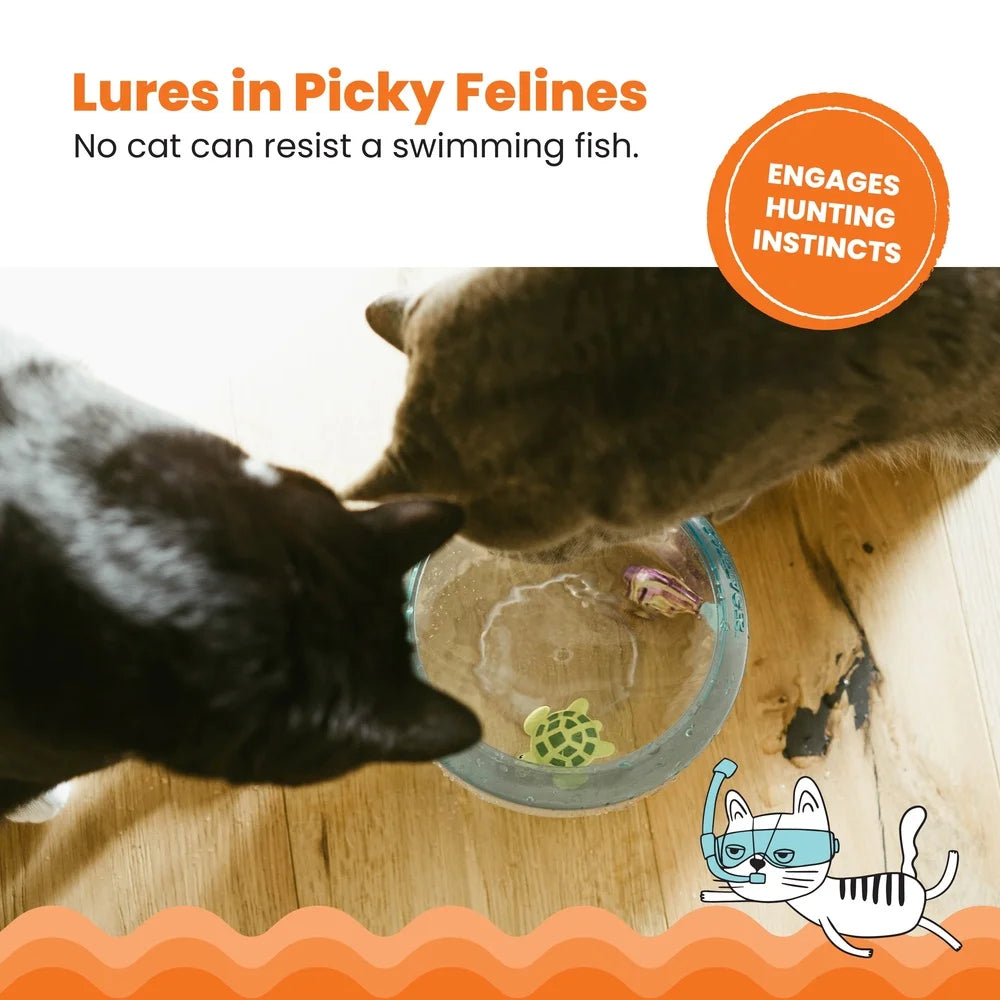 XMSJ Interactive Fish Bowl Cat Toy with Floating Turtle