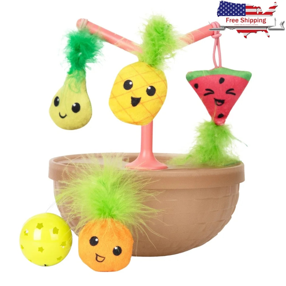 XMSJ Hunt N Wobble Fruit Bowl Cat Toy with Catnip Toys