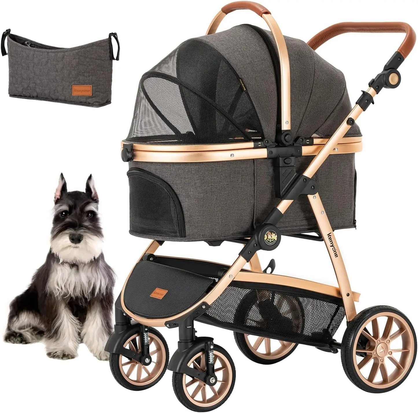 XMSJ Pet Stroller 3 in 1 Luxury Carrier for Dogs Cats