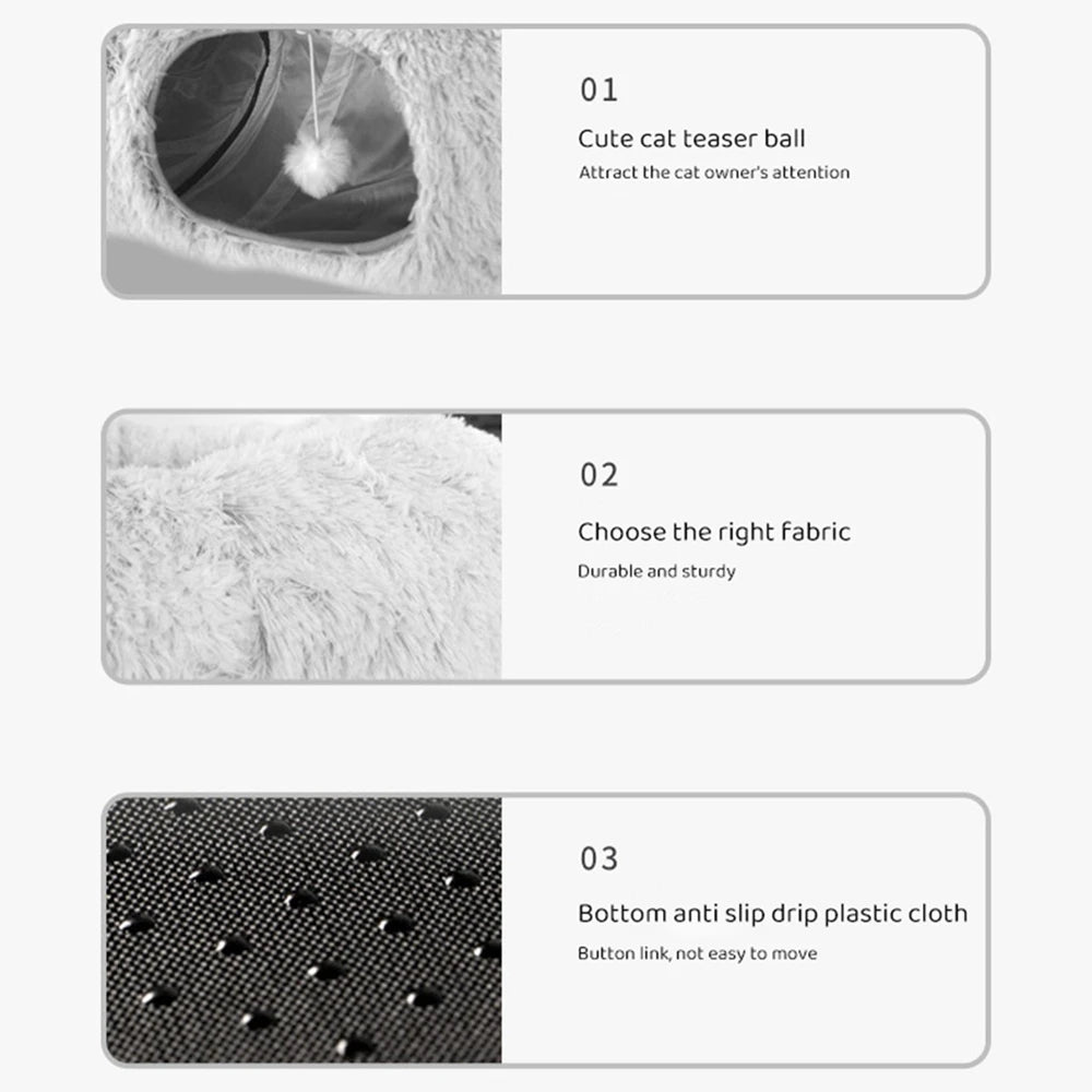 Guangdong Cat Tunnel Bed With Plush Mat Two Tunnels
