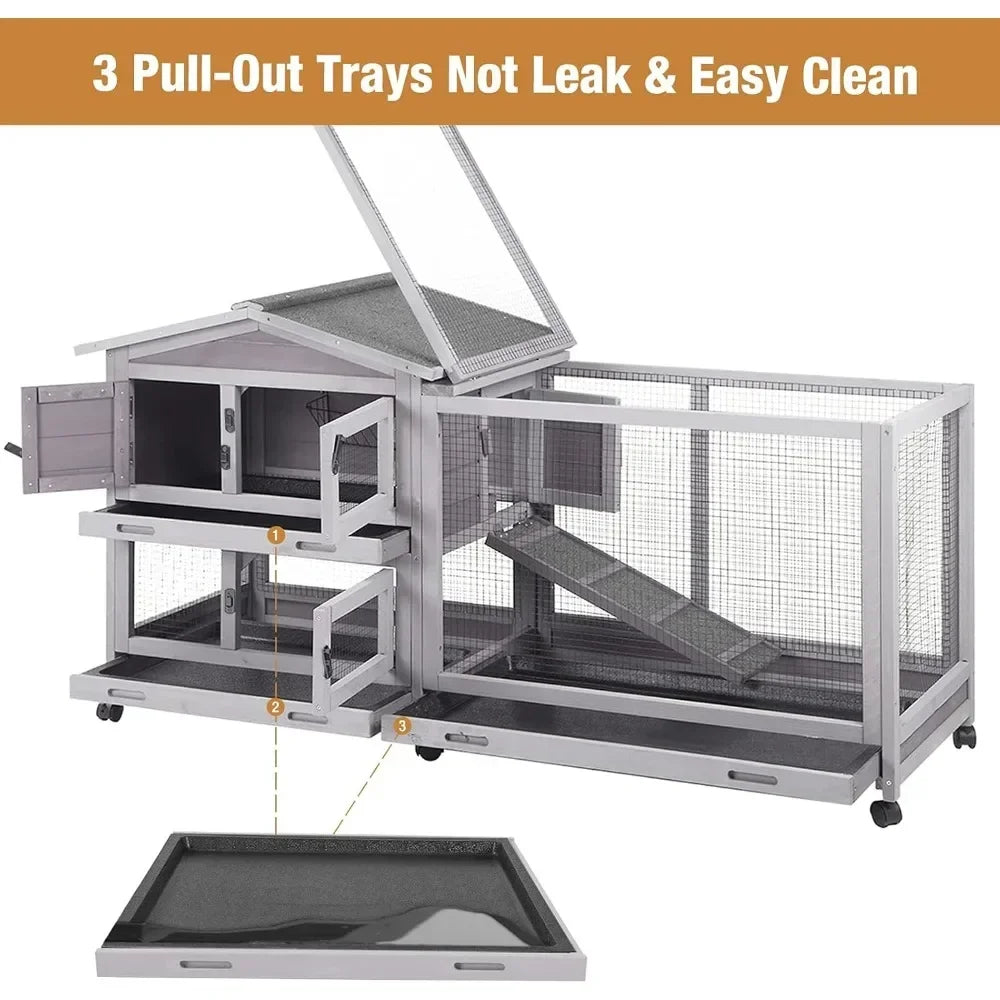 Hign Concerned Rabbit Hutch Outdoor Casters Waterproof