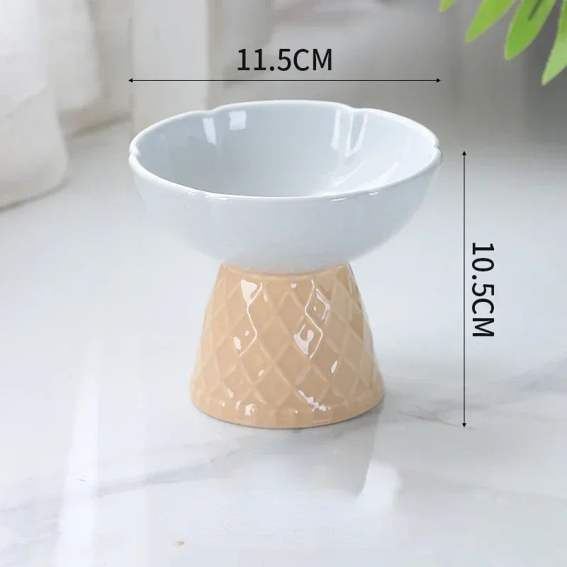 Cat Raised Ceramic Bowl Cute Pet Food Water Feeding Bowls Elevated Tilted Puppy Dog Drinking Eating Bowl Pet Supplies