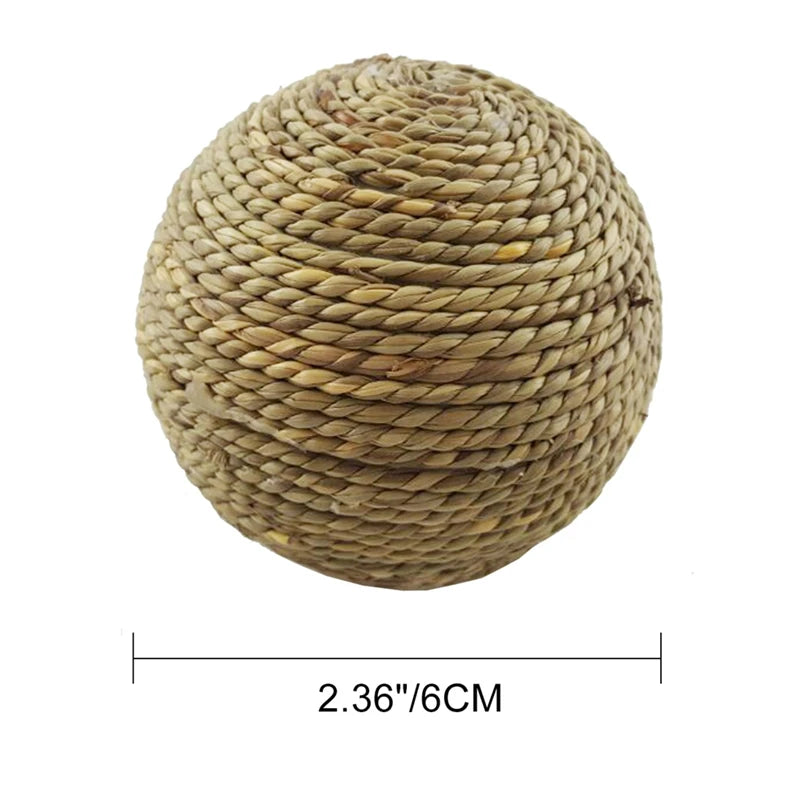 4 Pack Natural Grass Ball Pet Chew Toy For Small Pets