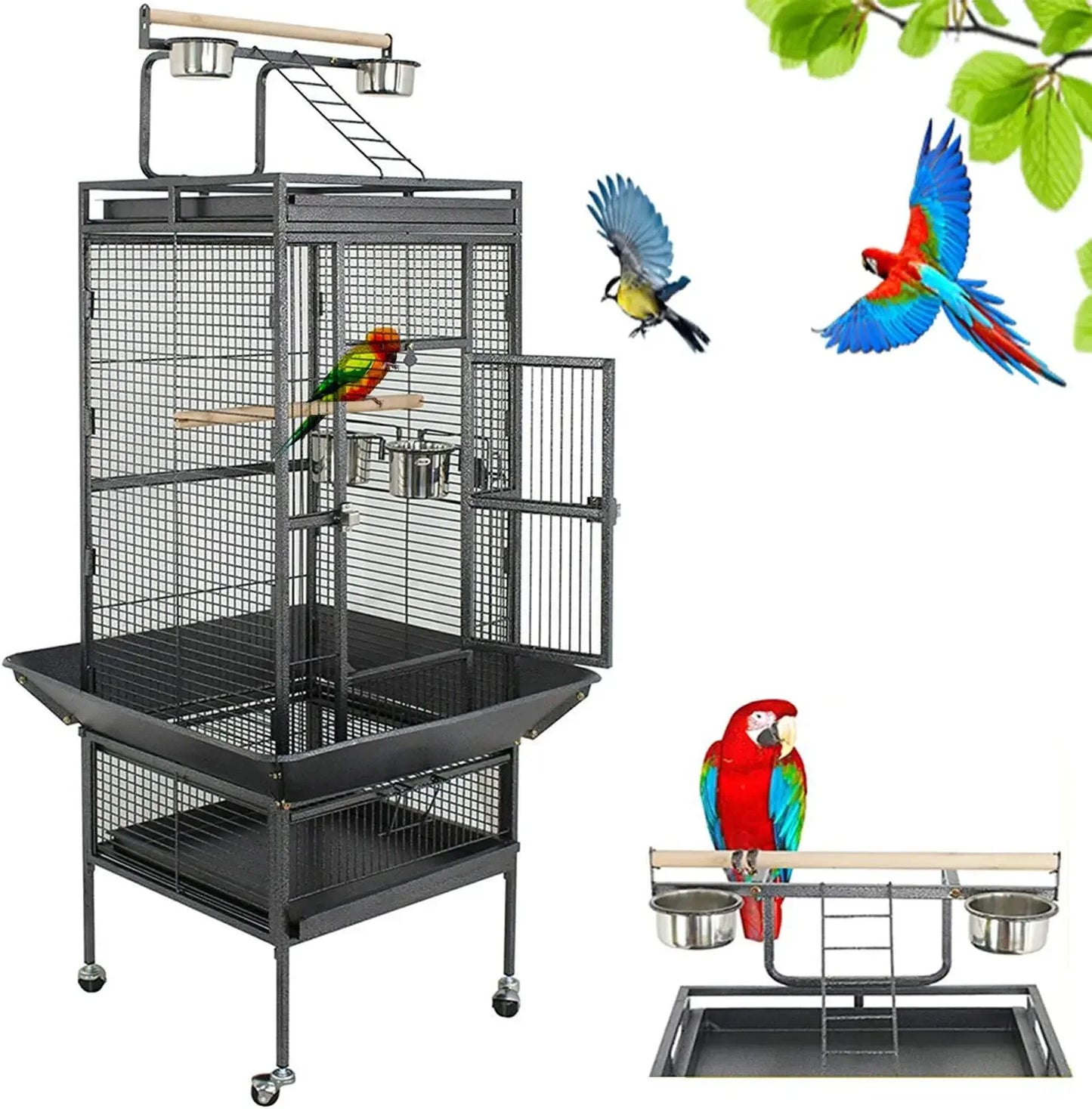 PEISI Large Bird Cage With Stand Perch For Parrots Indoor