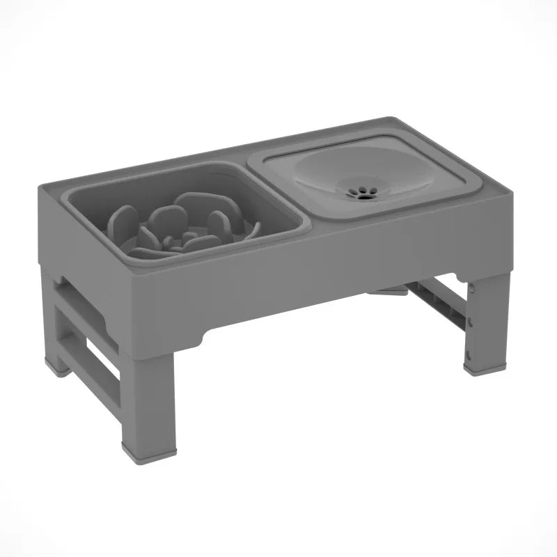 3 In 1 Pet Dog Stainless Steel Slow Feed Drinking Water Bowls Adjustable Height Anti Knock Large Cat Dog Bowl