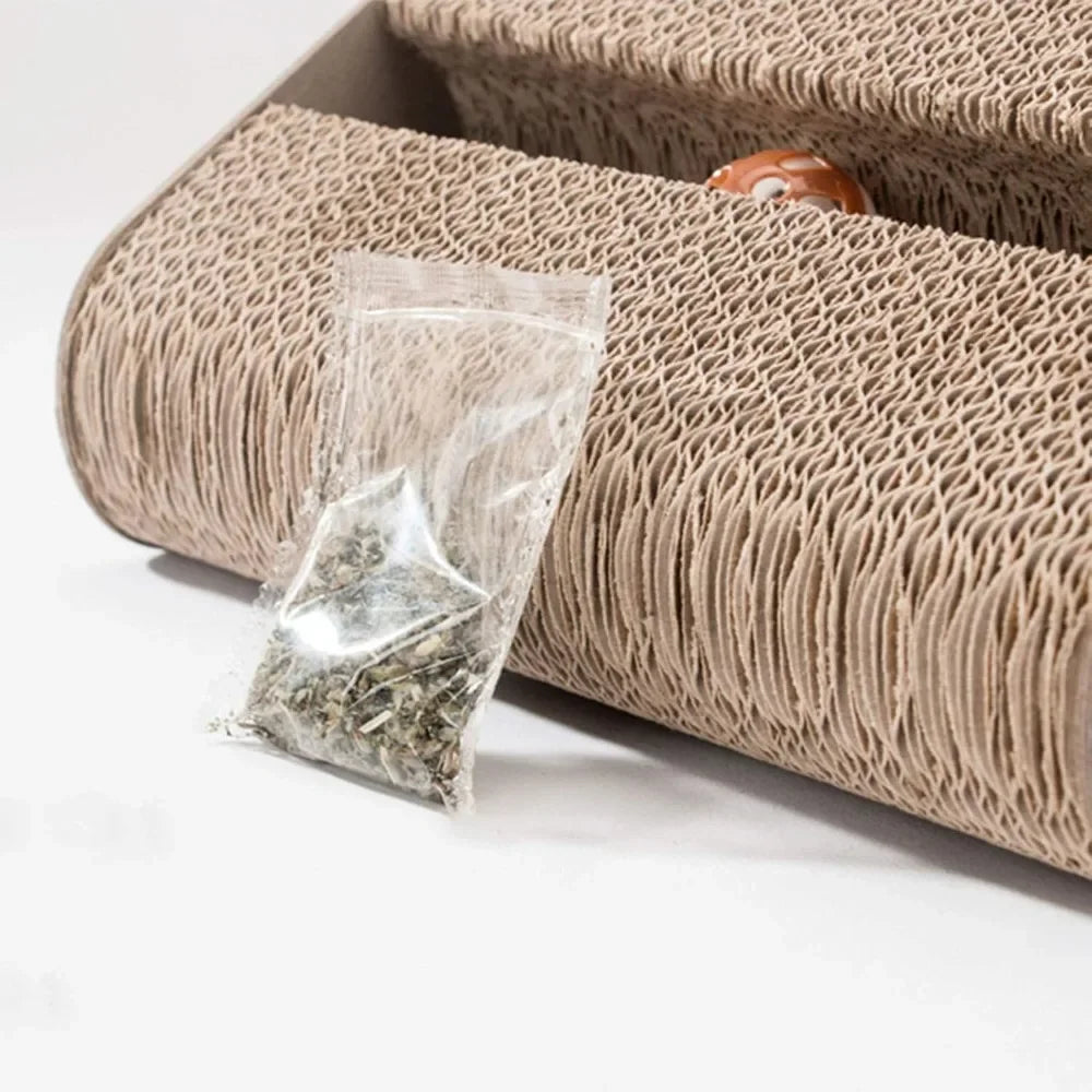 Cat Scratching Board with Tunnel Holes and Toy Balls