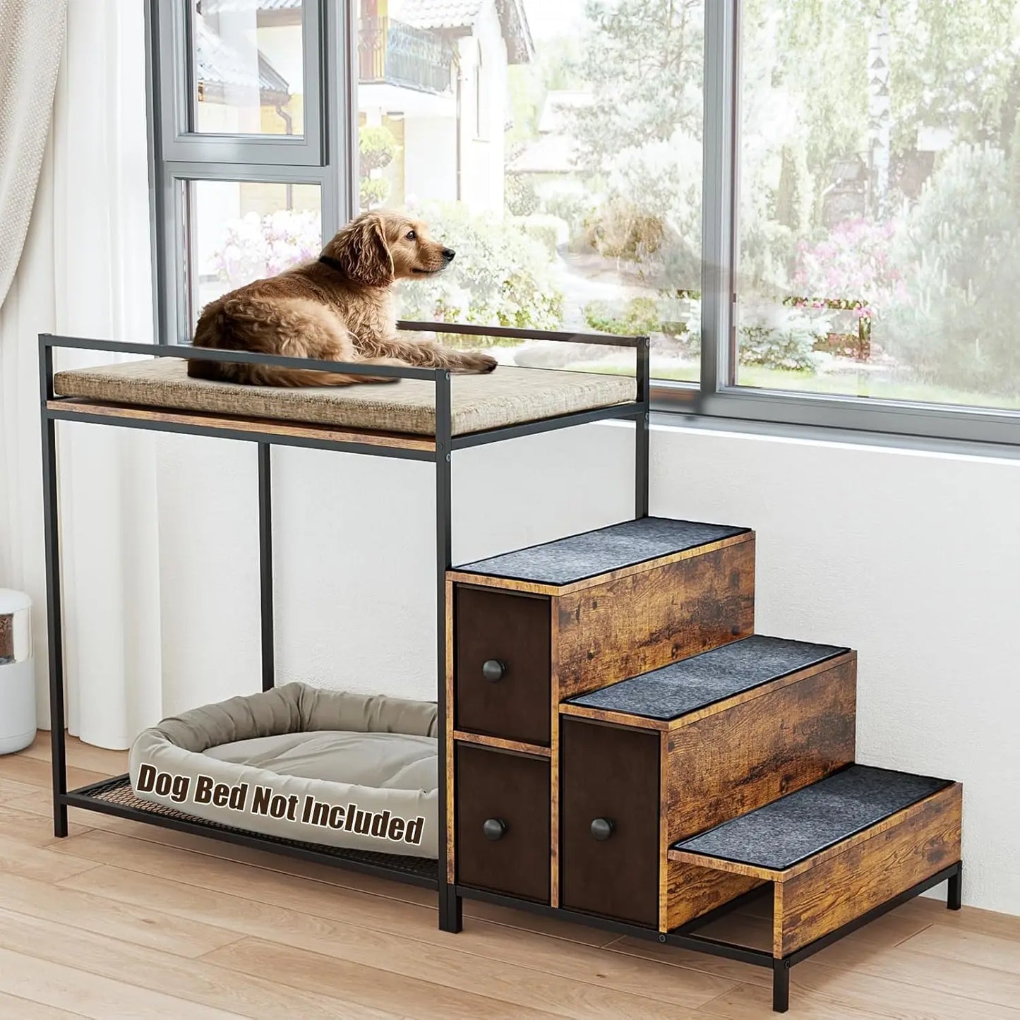Pet Bunk Bed With Stairs And Storage Window Perch Foam