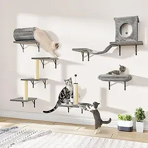 Wall Mounted Cat Climber Set 7 In 1 With House Tree