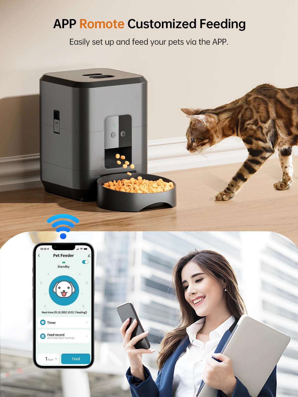 Hign Automatic Cat Feeder with App Control and Timer