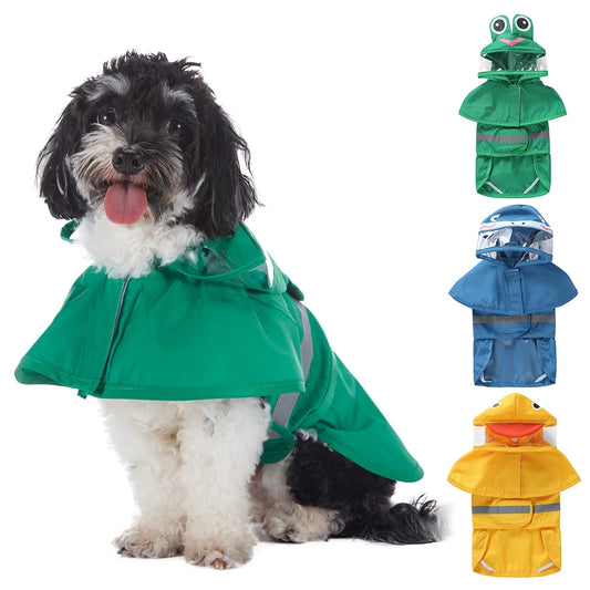 Fashionable Reflective Dog Raincoat Waterproof Hooded Jacket