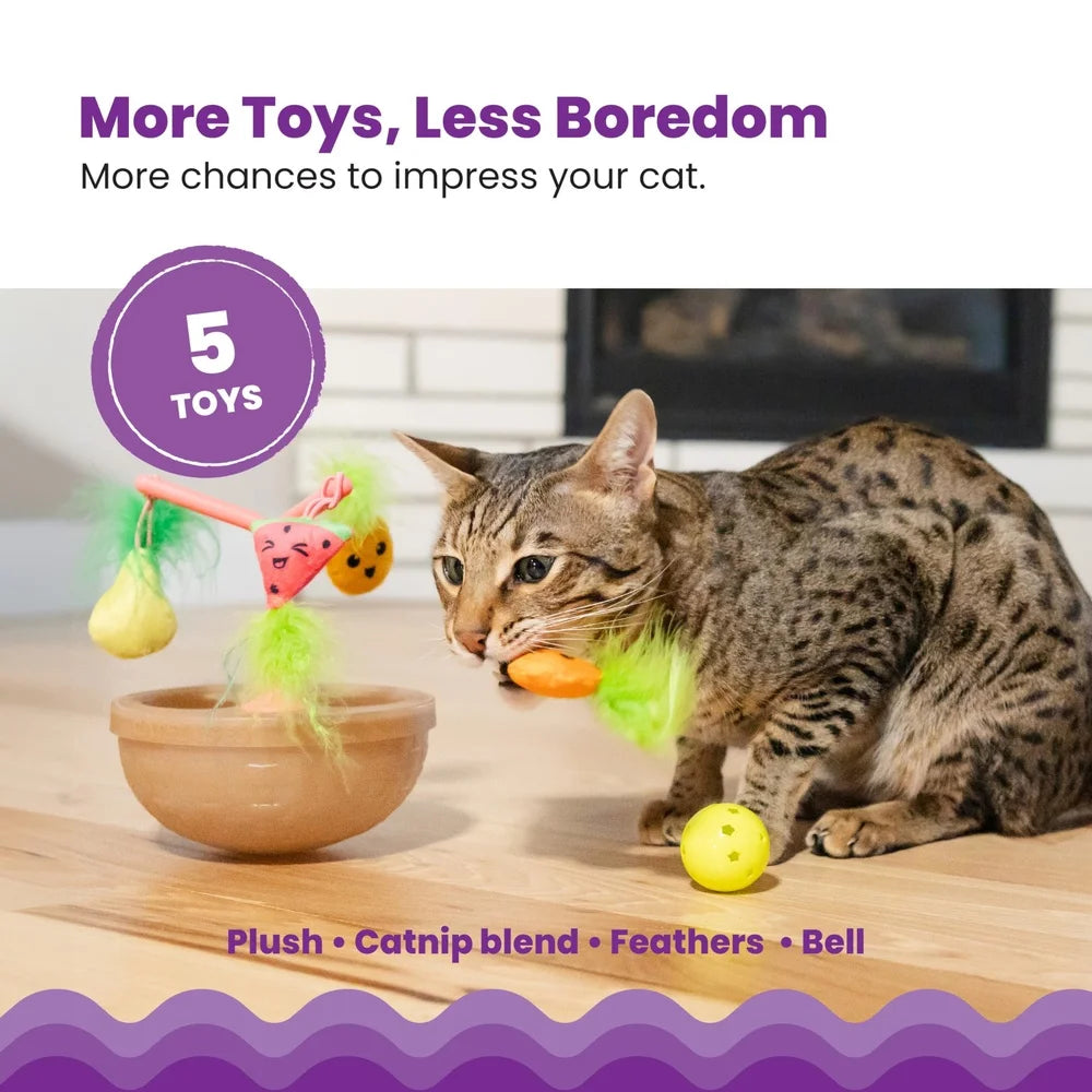 XMSJ Hunt N Wobble Fruit Bowl Cat Toy with Catnip Toys