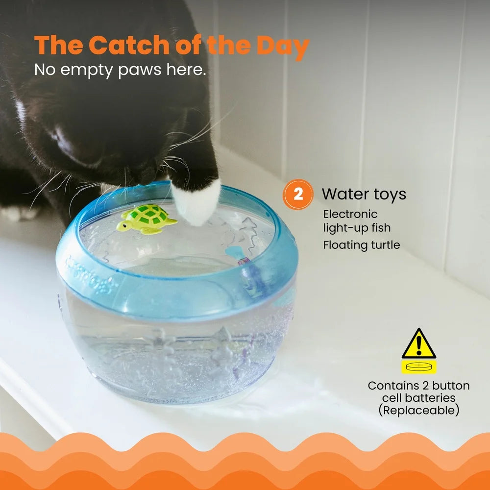 XMSJ Interactive Fish Bowl Cat Toy with Floating Turtle