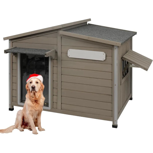 NoEnName_Null Outdoor Dog House Weatherproof Wooden Kennel