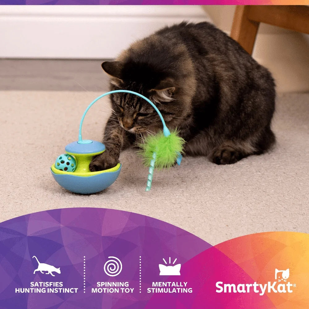 XMSJ Interactive Cat Toy with Spinning Feather Wand