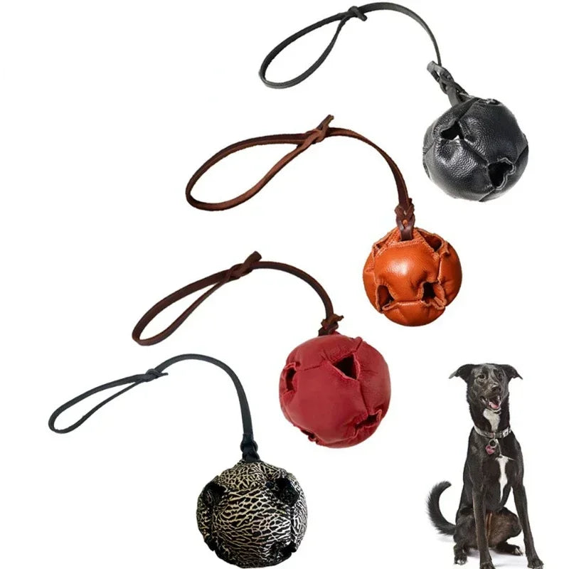 NoEnName Null Leather Dog Training Ball Toy with Handle