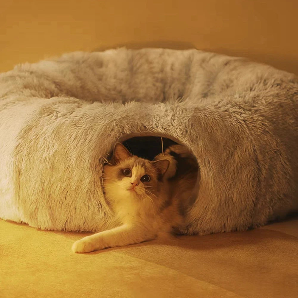 Guangdong Cat Tunnel Bed With Plush Mat Two Tunnels