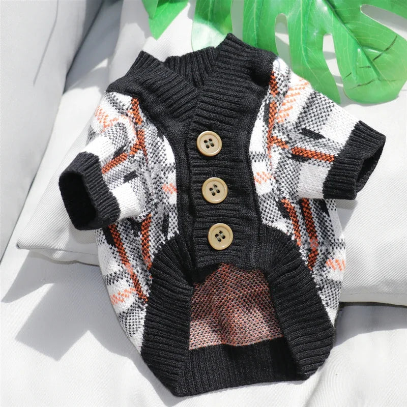 Doggyzstyle Winter Striped Knitted Dog Cardigan For Small Pets