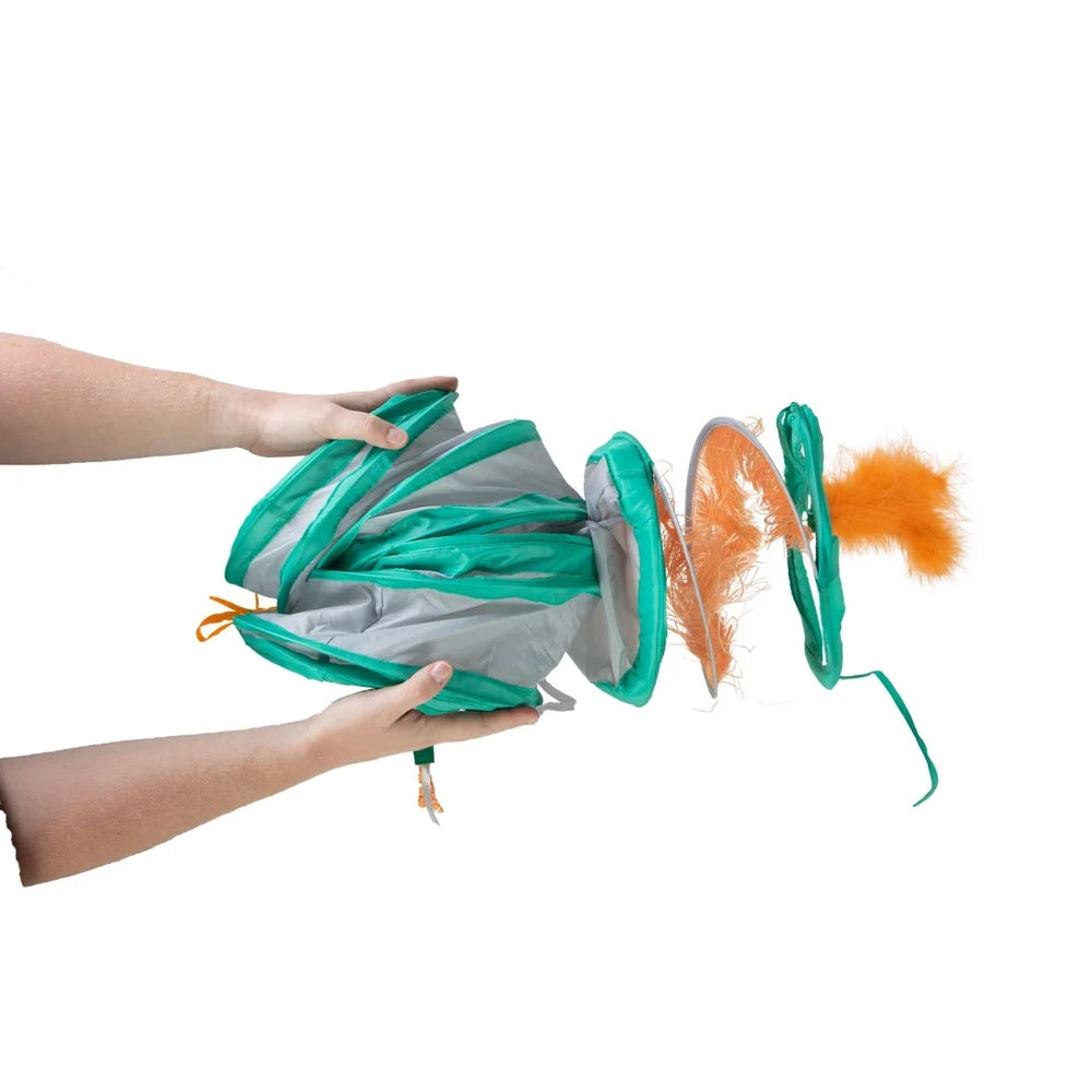 XMS Triple Tunnel Activity Cat Toy with Feather Teasers