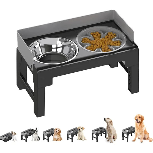 Hign Concerned Slow Feeder Bowl Elevated Adjustable Height